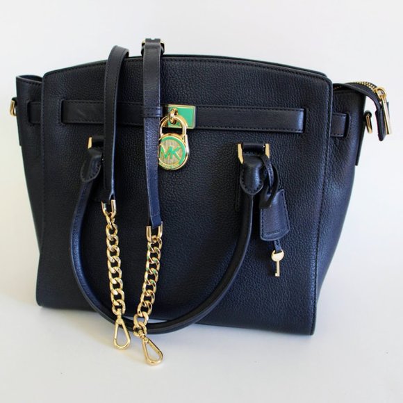 Michael Kors Hamilton Navy Blue Large Leather Satchel with Removable Strap - Picture 5 of 15